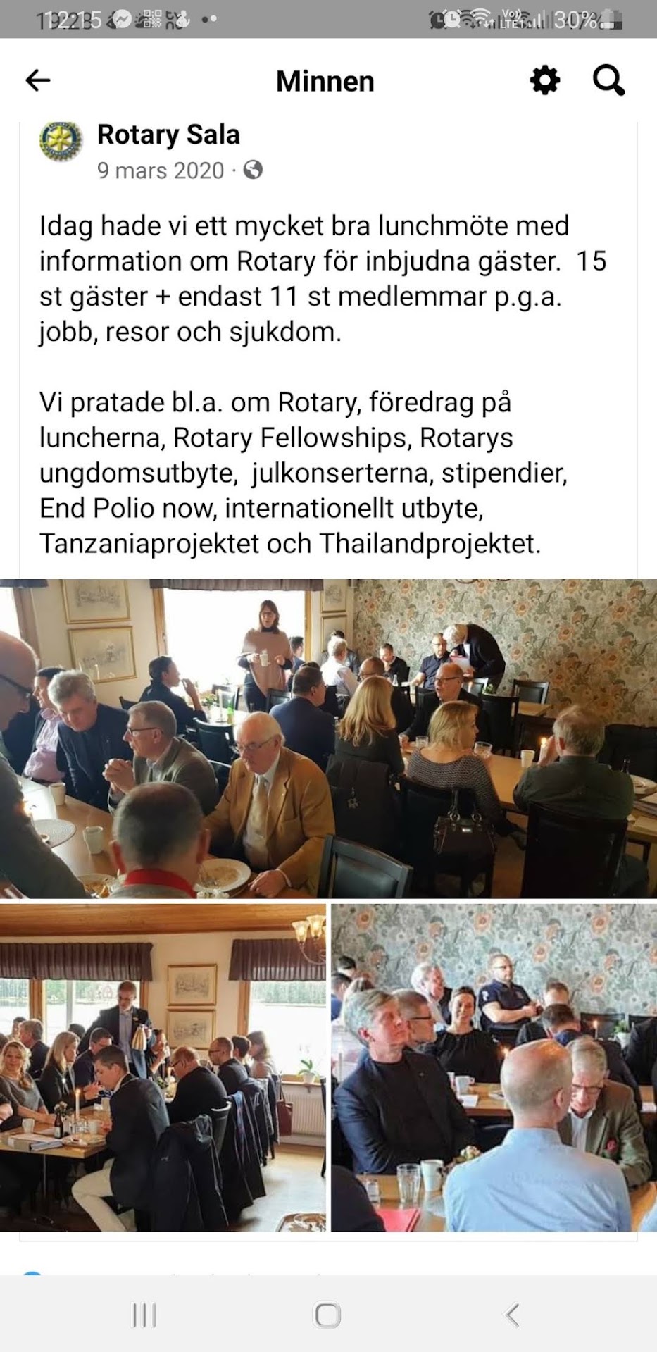 Bildsammanställning från Sala Rotaryklubbs informationsmöte den 9 mars 2020